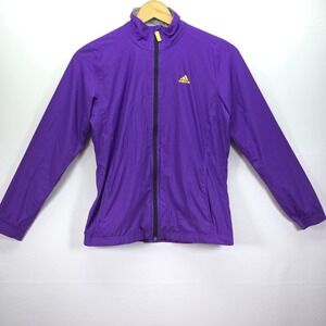 Vintage adidas Track Jacket Womens Small Purple Lined Mesh Athletic Fit Full Zip